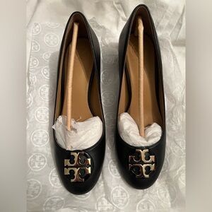 TORY BURCH CLAIRE 50MM Pump Black Calf Leather Shoes Size 8.5 w/box